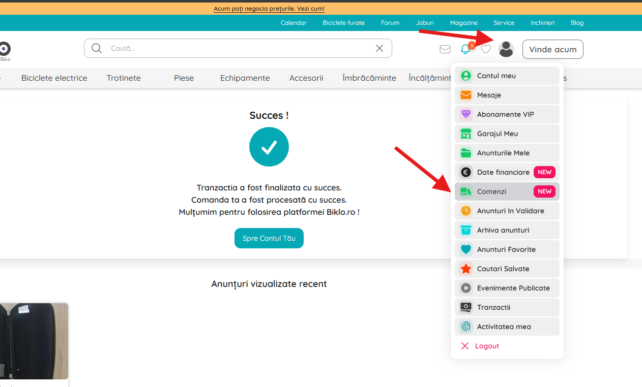 Rendeléseim részleg a Biklo fiókodban